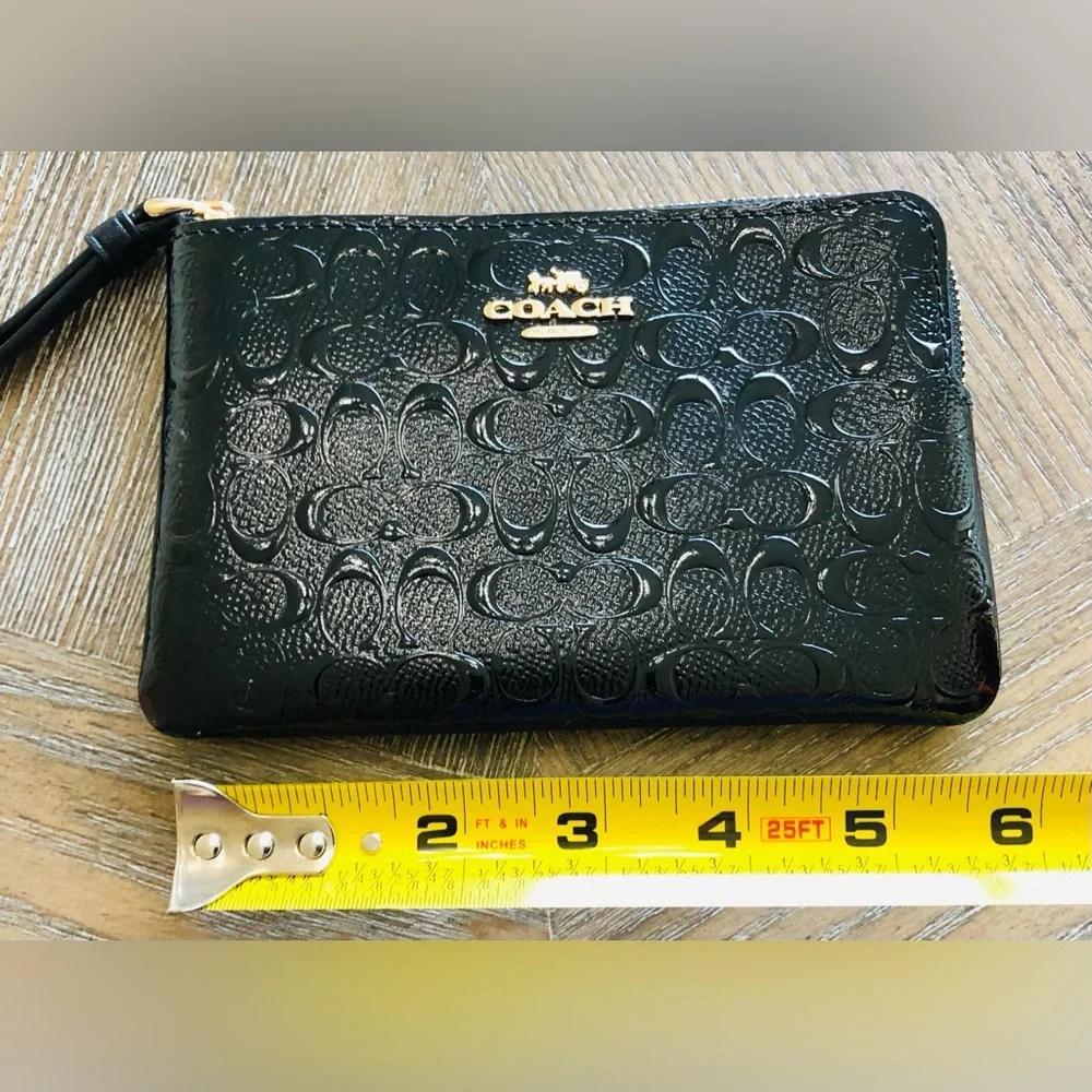 Coach  Embossed Patent Leather Black Wristlet - Picture 7 of 7